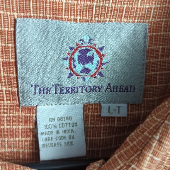 The Territory Ahead Shirt Men's LT Tall Orange Cotton Long Sleeve Button Down - Picture 4 of 9
